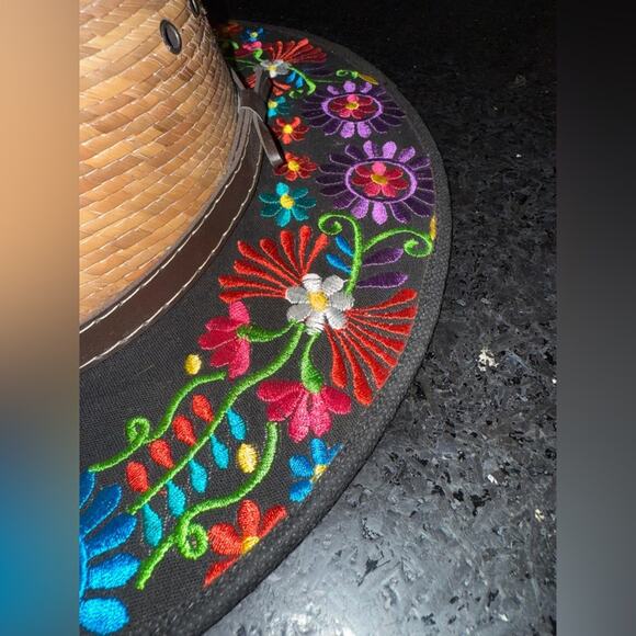 NEW artesanal embroided made in mexico Embroidered Floral Women's Hat ONE SIZE - Picture 8 of 11